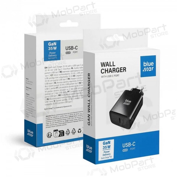 Puhelimen laturi Blue Star 35 W USB-C musta