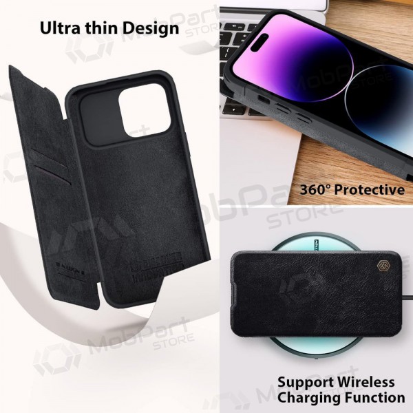 Apple iPhone 14 Pro Max suojakotelo „Nillkin Leather“ (musta) Apple iPhone 14 Pro Max suojakotelo „Nillkin Leather“ (musta)