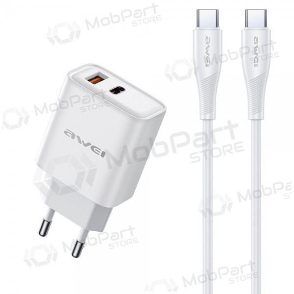 Puhelimen laturi Awei PD81C-EU 22.5 W USB-C + USB-A USB-C-kaapelilla 1 m