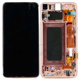 Samsung Galaxy Galaxy S10e näyttö (pinkki) (kehyksellä) (alkuperäinen)