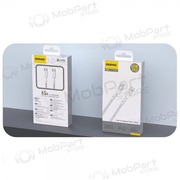 USB-C-kaapeli Dudao L9C USB-C–USB-C 1 m 65 W valkoinen