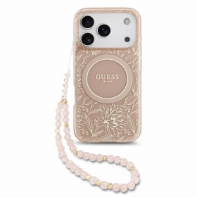Apple iPhone 18 Pro kotelo - Guess IML Flowers Allover Strap MagSafe