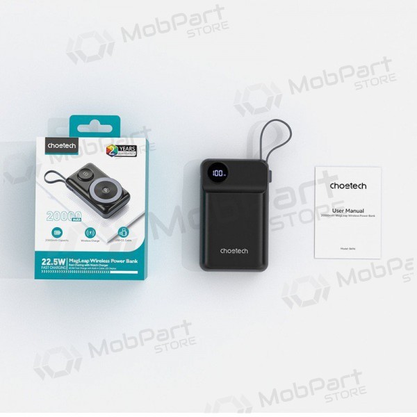 Ulkoinen paristo Power Bank Choetech B696 15W Magsafe 20000mAh musta