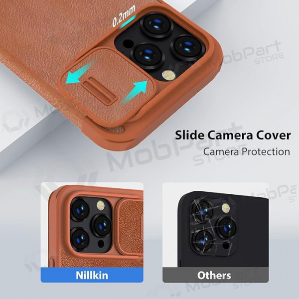 Apple iPhone 14 Pro Max suojakotelo „Nillkin Leather“ (ruskea) Apple iPhone 14 Pro Max suojakotelo „Nillkin Leather“ (ruskea)