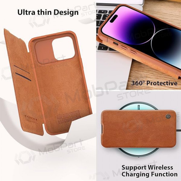 Apple iPhone 14 Pro Max suojakotelo „Nillkin Leather“ (ruskea) Apple iPhone 14 Pro Max suojakotelo „Nillkin Leather“ (ruskea)