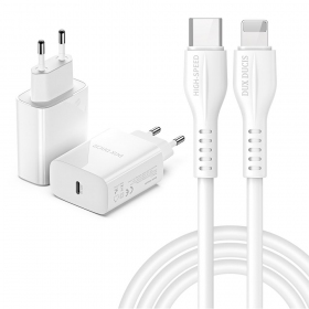 Laturi Dux Ducis C60-PD 20W + Type-C-Lightning (valkoinen)
