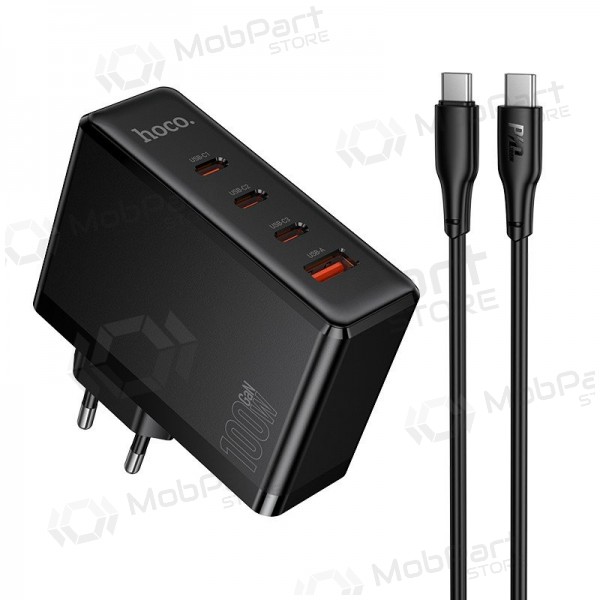 Verkkolaturi Hoco N85 100 W 3x USB-C + USB-A USB-C-kaapelilla 2 m musta