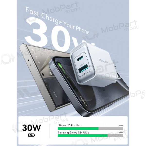 Laturi Joyroom JR-TCF15 USB-C/USB-A 30W valkoinen