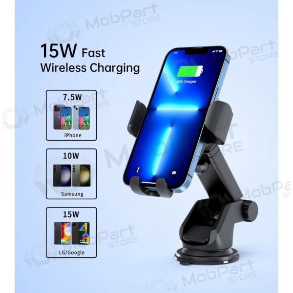 Automobilinis laikiklis-laturi Choetech T203-F 15W Gravity Car Charger Holder musta