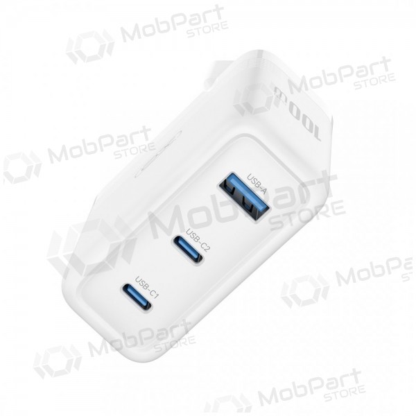 Puhelinlaturi XO CE35 100 W 2x USB-C + USB-A valkoinen