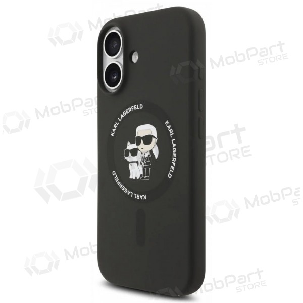 Apple iPhone 17 kotelo - Karl Lagerfeld Liquid Silicone Karl and Choupette MagSafe (musta)