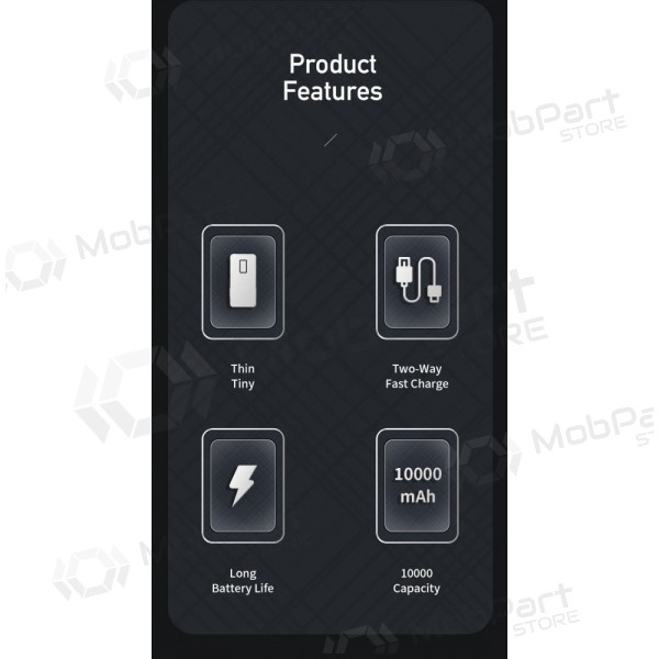 Ulkoinen paristo Power Bank Awei P5K 5V/2.1A 10000mAh musta