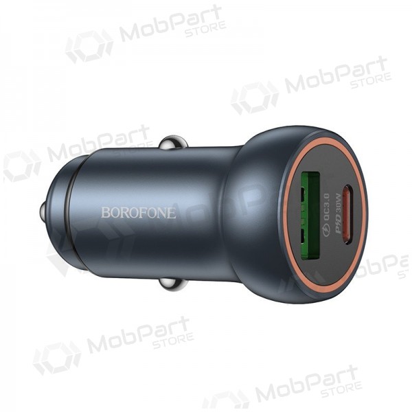 Autolaturi Borofone BZ32A USB-C/USB-A 30W harmaa