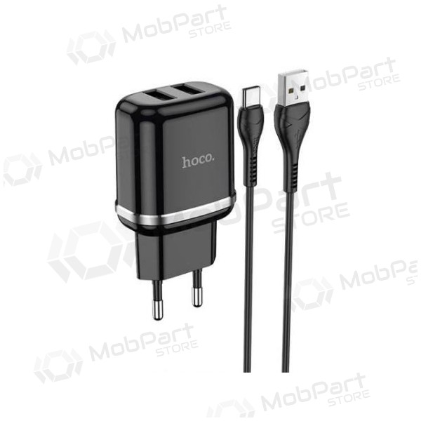 Laturi HOCO N4 Aspiring Dual USB + type-C kaapeli (5V 2.4A) (musta)