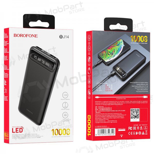 Ulkoinen paristo Power Bank Borofone BJ14 Type-C microUSB 2*USB (2A) 10000mAh musta Ulkoinen paristo Power Bank Borofone BJ14 Type-C microUSB 2*USB (2A) 10000mAh musta