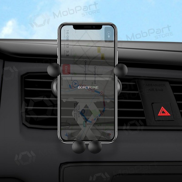 Automobilinis Yleinen telefono laikiklis Borofone BH19 tvirtinamas ant ventiliacijos grotelių, musta