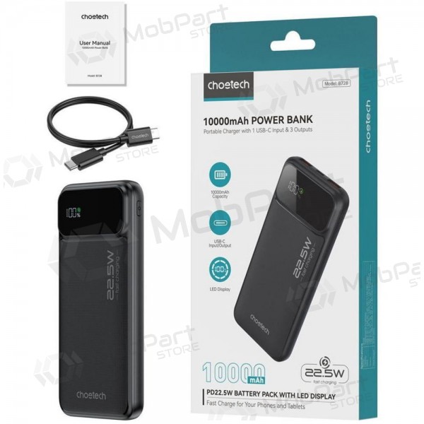 Ulkoinen paristo Power Bank Choetech B728 22.5W 10000mAh musta