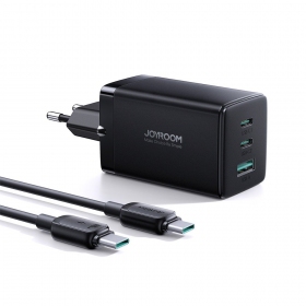Laturi buitinis Joyroom GaN JR-TCG01 2xUSB-C/USB-A 65W + USB-C cable 1.2m musta