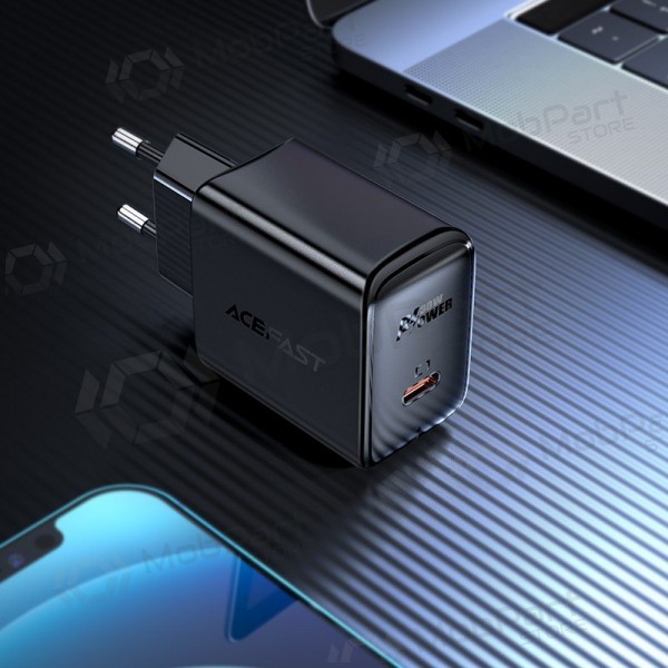 Laturi buitinis Acefast A21 30W GaN USB-C musta