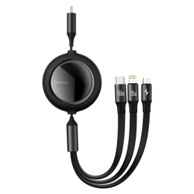 USB kaapeli Baseus Bright Mirror Type-C - microUSB+Lightning+Type-C 100W 1.2m (musta) CAMLC-AMJ01