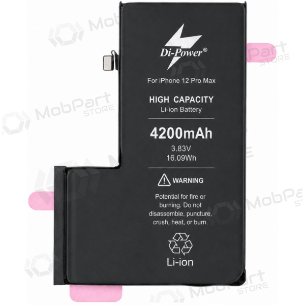 Akumuliatorius "Di-Power" (lisääntynyt kapasiteetti) tarkoitettu  iPhone 12 Pro Max 4200mAh
