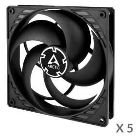 ARCTIC P14 korpuso ventiliatoriai, 3-pin, 140mm, juodi, 5 kpl.