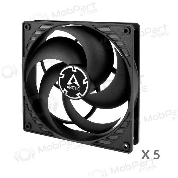ARCTIC P14 korpuso ventiliatoriai, 3-pin, 140mm, juodi, 5 kpl.