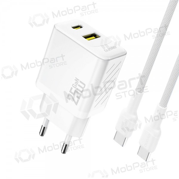 Puhelinlaturi Dudao A26TC 25 W GaN USB-C + USB-A USB-C-kaapelilla 1 m valkoinen