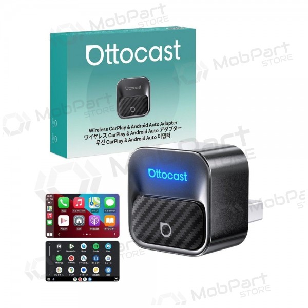 CarPlay-sovitin Ottocast Mini Core langaton Android Auto musta