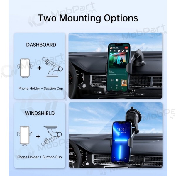 Automobilinis laikiklis-laturi Choetech T203-F 15W Gravity Car Charger Holder musta