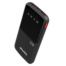 Ulkoinen paristo Power Bank Awei P10K 22.5W 10000mAh musta