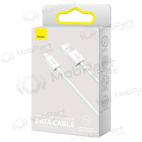 USB-kaapeli Baseus Superior microUSB 2A 2.0m (valkoinen) CAMYS-A02