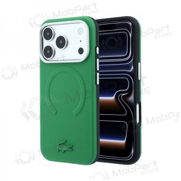 Apple iPhone 18 Pro Max kotelo - Lacoste PVC Petit Pique Semi Wrap Embossed MagSafe (vihreä)