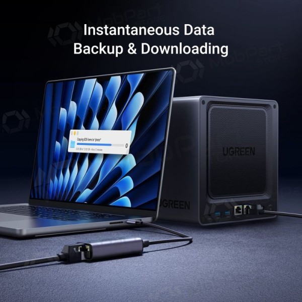USB-C-sovitin Ugreen CM648 USB-C–RJ45 harmaa