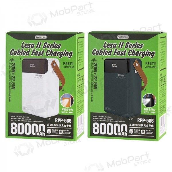 Ulkoinen paristo Power Bank Remax RPP-566 22.5W 80000mAh harmaa