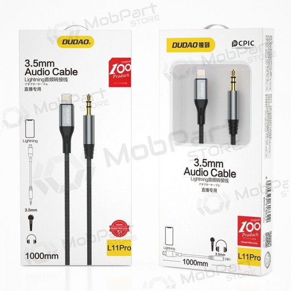 Dudao L11Pro Lightning–3,5 mm -äänikaapeli 1 m musta
