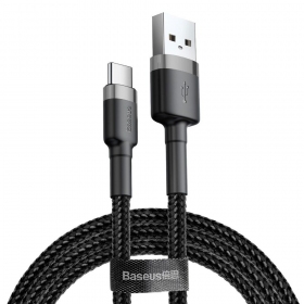 USB-kaapeli Baseus Cafule Type-C 2,0m 2,0A (harmaa-musta) CATKLF-CG1
