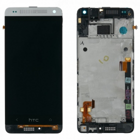 HTC One Mini (M4) näyttö (hopea) (kehyksellä) (käytetty grade B, alkuperäinen)