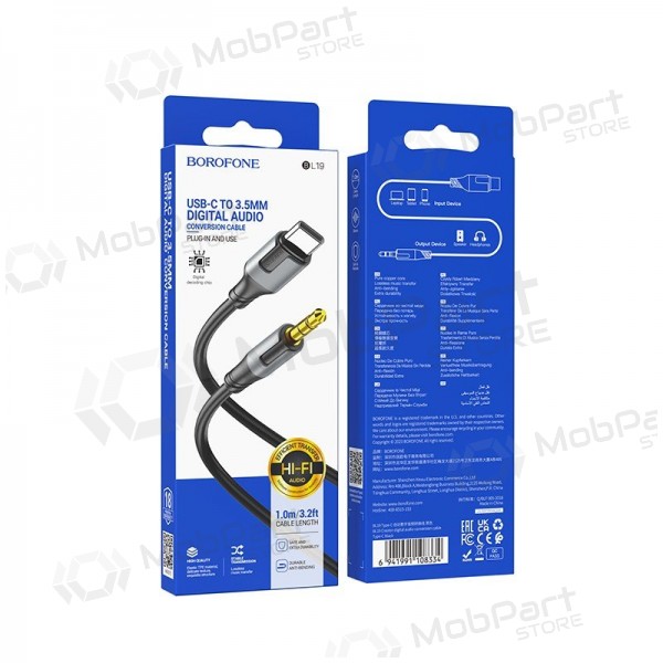 Audio kaapeli Borofone BL19 USB-C to 3,5mm musta