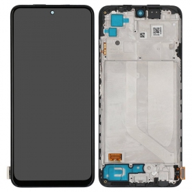 Ekranas Xiaomi Redmi Note 10/Redmi Note 10S/Poco M5s su lietimui jautriu stikliuku ja rėmeliu Black OLED ORG