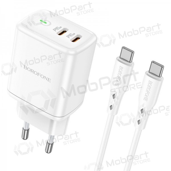 Laturi buitinis Borofone BN9 2xType-C 35W + Type-C valkoinen