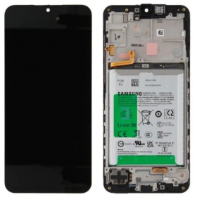 Ekranas Samsung A166 A16 5G su lietimui jautriu stikliuku ja rėmeliu ja paristo Black alkuperäinen (service pack)