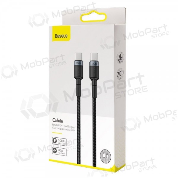 USB kaapeli Baseus Cafule PD100W Type-C 2.0m harmaa-musta CATKLF-ALG1