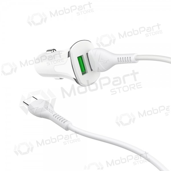 Laturi automobilinis Hoco Z31 Quick Charge 3.0 (3.4A) x 2 USB + Type-C (valkoinen)