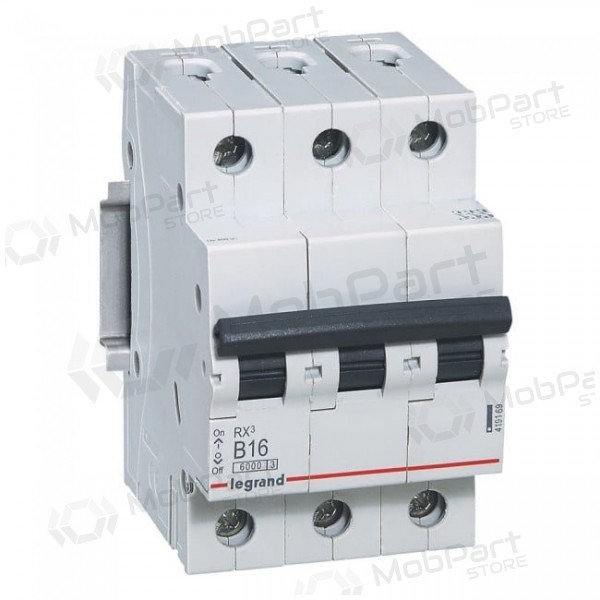 Johdonsuojakatkaisija MCB RX3 Legrand 419169 (16A, 3P, 400V, 6kA)
