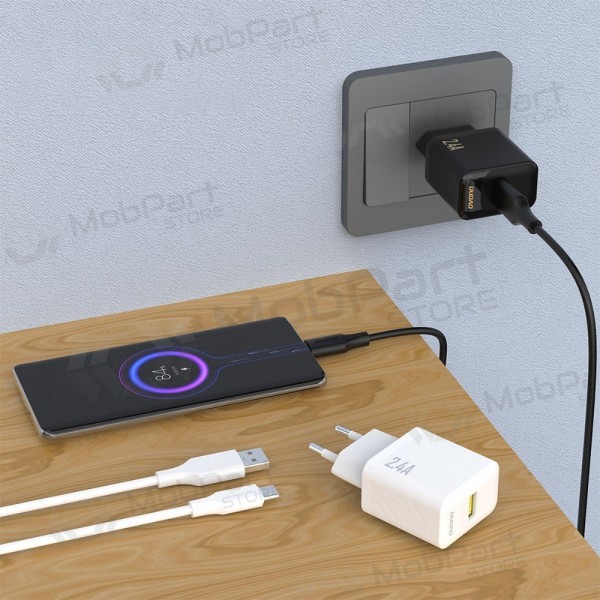 Puhelinlaturi Dudao A23T 12 W USB-A USB-C-kaapelilla 1 m musta