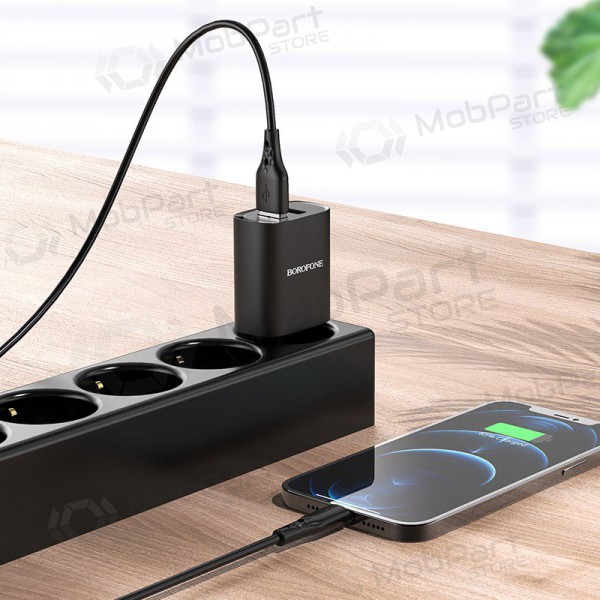 Laturi Borofone BN2 2xUSB 2.1A + Lightning (musta)