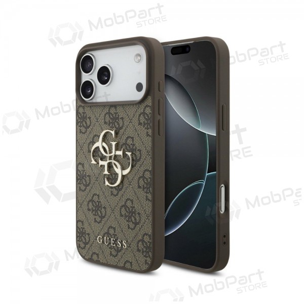 Apple iPhone 18 Pro kotelo - Guess PU 4G Metal Logo (ruskea)