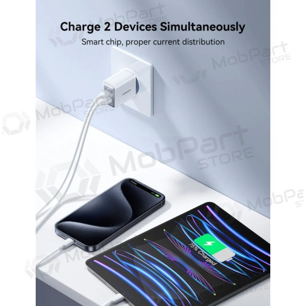 Laturi Joyroom JR-TCF15 USB-C/USB-A 30W valkoinen