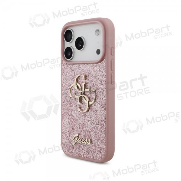 Apple iPhone 18 Pro kotelo - Guess PU Fixed Glitter 4G Metal Logo (vaaleanpunainen)